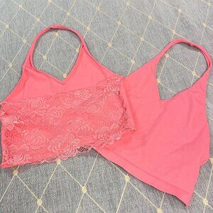 Ribbed Lace Back Halter Crop